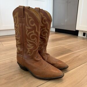 Tony Lama Men's 10D Tan Leather Cowboy Boots Western Classic Handmade USA